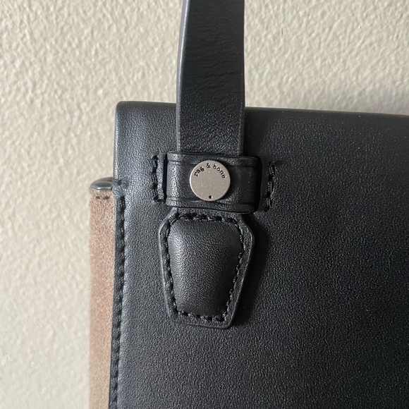 Rag and Bone Aston Mini Crossbody Stone Grey and Black Logo Suede Leather Womens - Picture 7 of 16